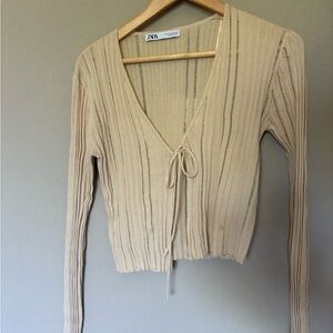 Zara Light Beige Cardigan Sweater